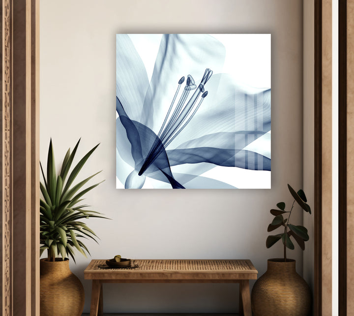 Xray Blue Flower Glass Wall Art, Glass Printing Wall Art, Print photos on glass