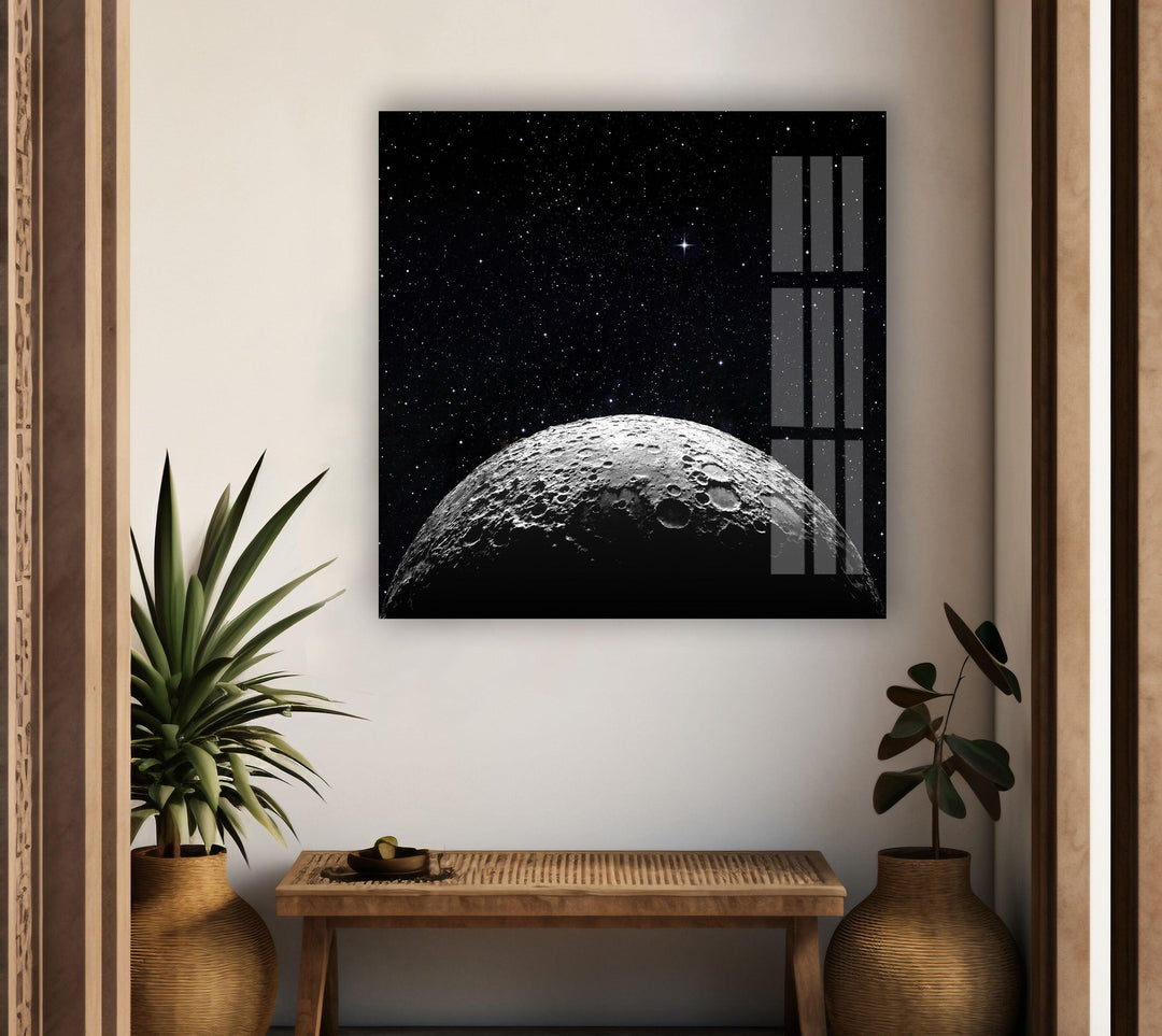 Moon Surface Glass Wall Art, glass pictures for Wall, glass prints wall art