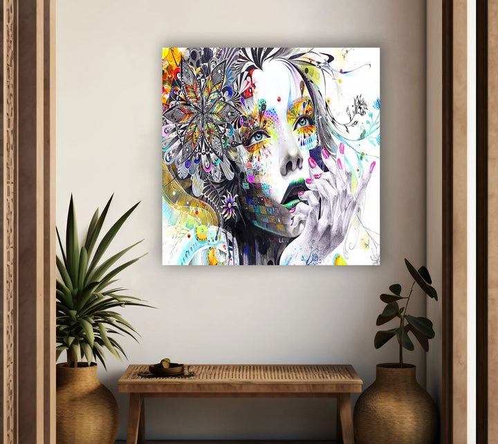 Woman Abstract Glass Wall Art