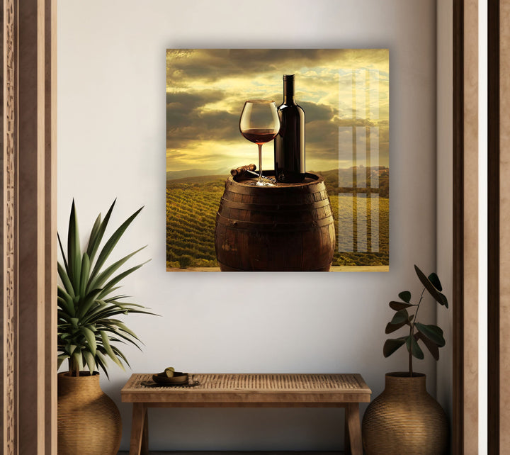 Kitchen Decor Winery Glass Wall Art, glass pictures for Wall, glass prints wall art