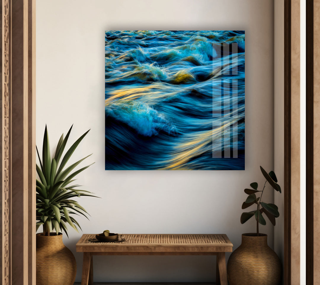 Ocean Waves Glass Wall Art glass art painting, glass art for the Wall