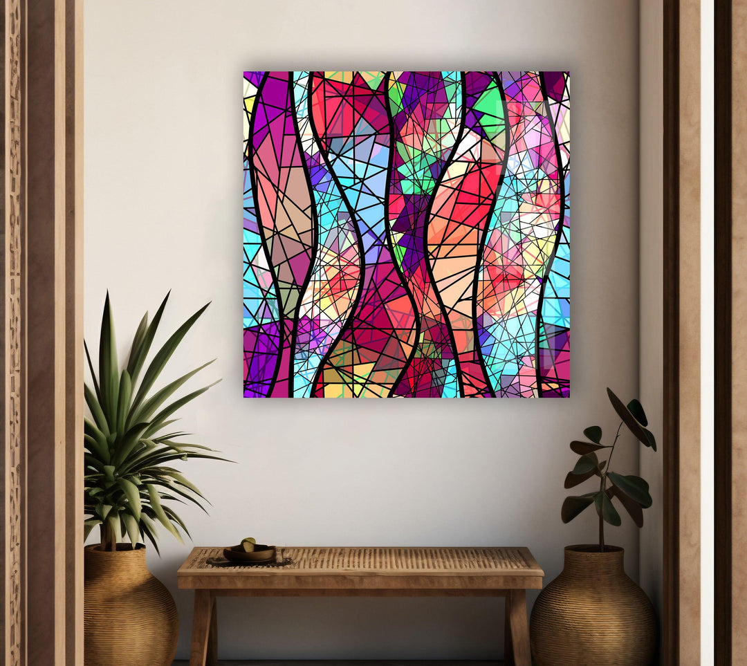 Stained Colorful Abstract Design Glass Wall Art cGlass Printing Wall Art, Print photos on glass