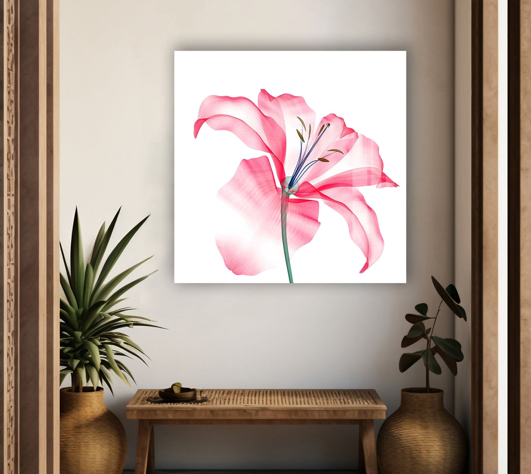 Watercolour Pink Flower Glass Wall Art, custom glass pictures, glass art prints