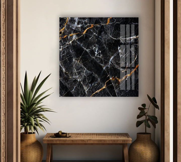 Marble Black Abstract Glass Wall Art custom glass photo prints, large glass prints