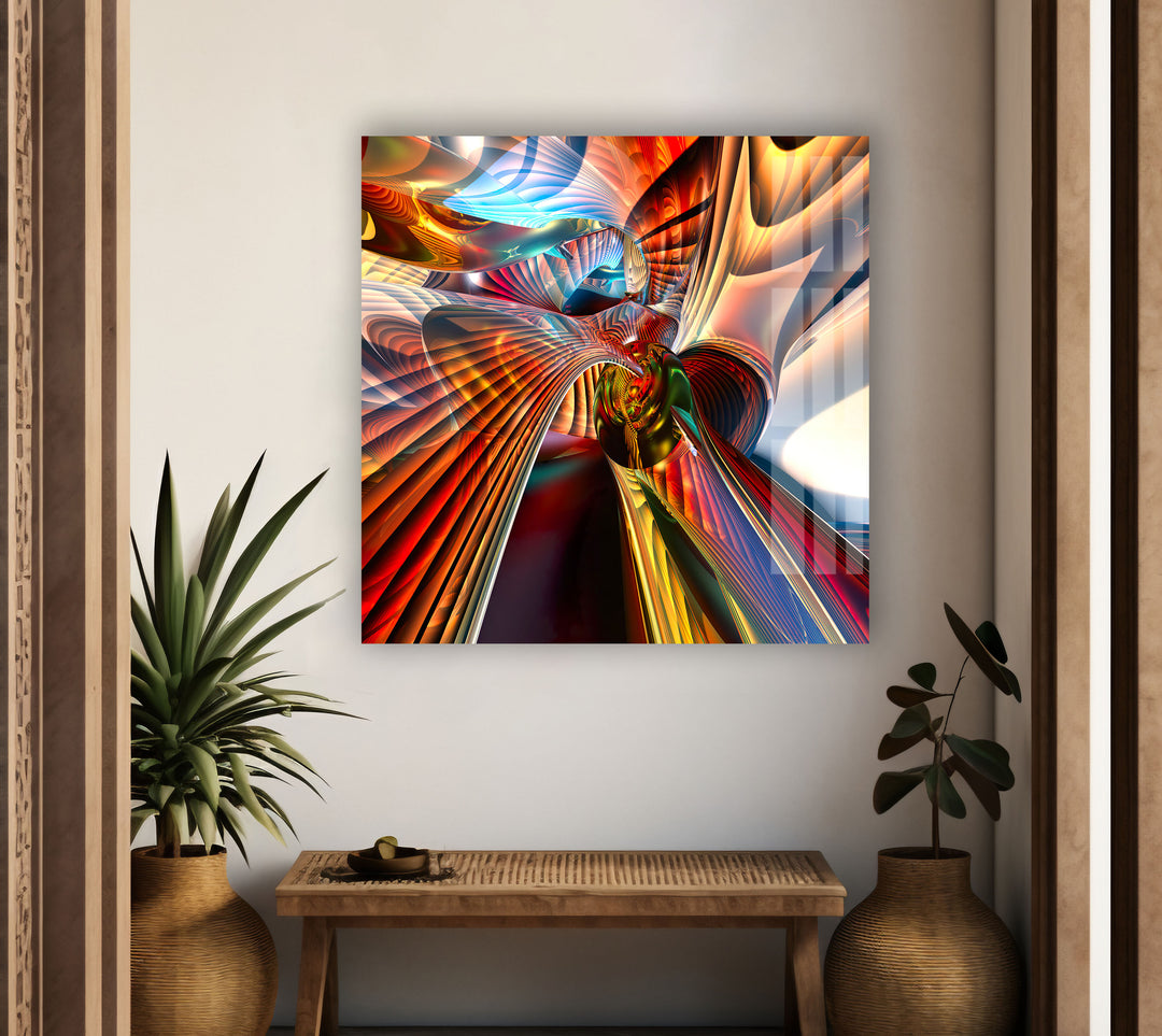 Fractal Neon Abstract Glass Wall Art glass image printing, glass prints from photos
