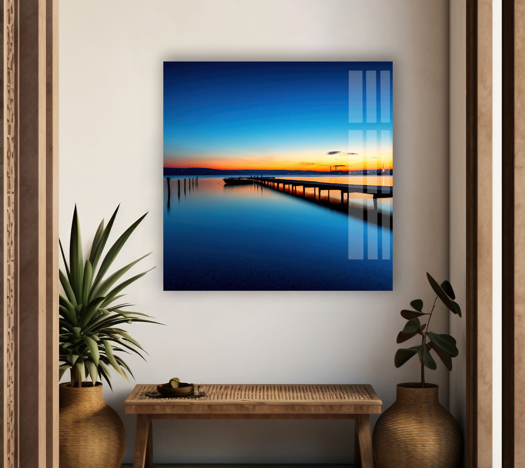 Tropic Lake Sunset Glass Wall Art custom glass photo prints, large glass prints