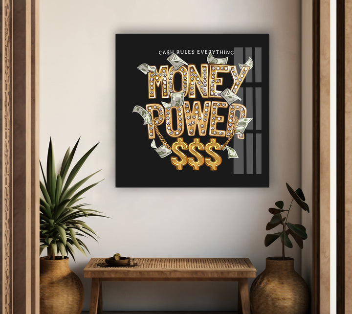 Money Power Glass Wall Art & Cool Home Decor