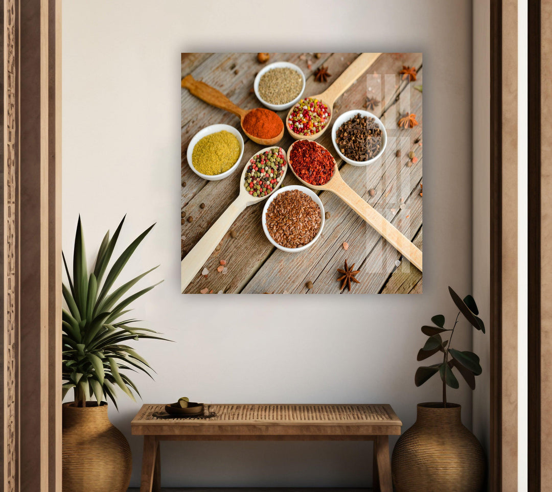 Natural Spice Mix Glass Wall Art, glass pictures for Wall, glass prints wall art