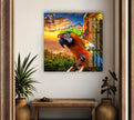 Tropical Parrot Tempered Glass Wall Art