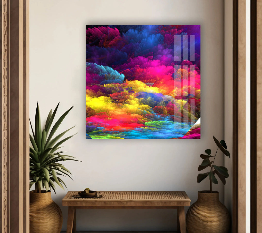 Colorful Clouds Abstract Glass Wall Art