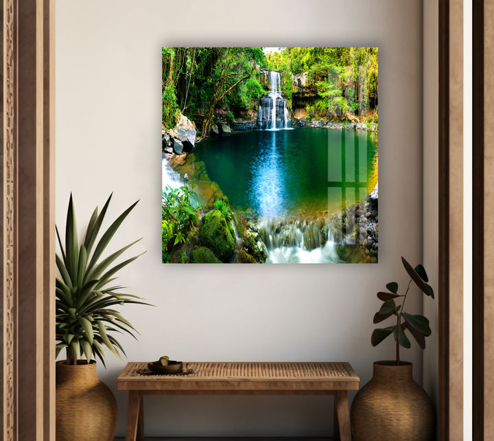 Waterfall Nature Landscape Glass Wall Art Glass Printing Wall Art, Print photos on glass