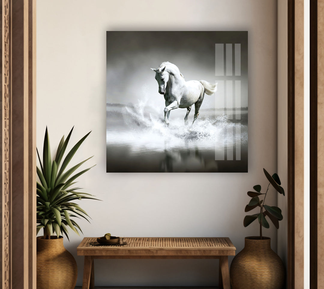 Graceful Horse Glass Wall Art custom glass pictures, glass art prints