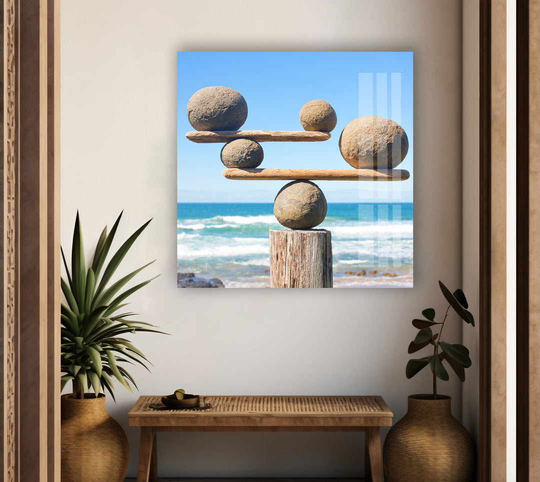 Stone and Balance Cool Abstract Art & Glass Art Prints