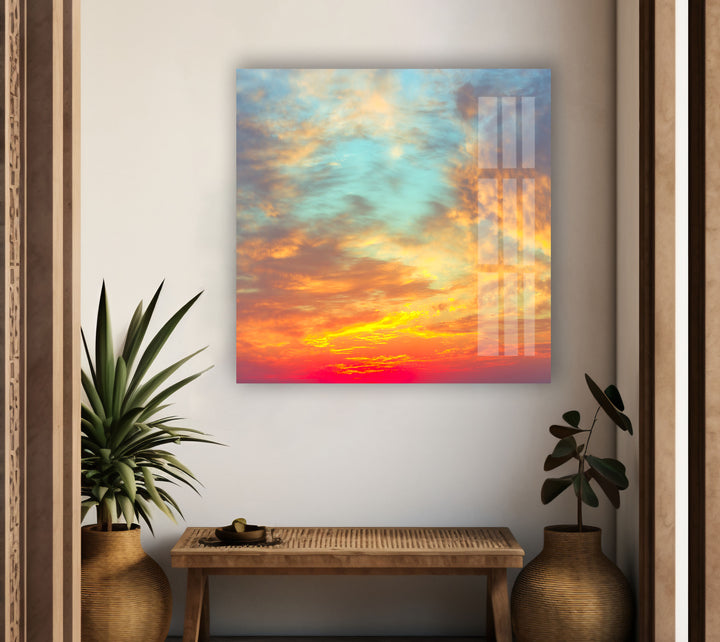 Colorful Sky Landscape Glass Wall Art print on glass, glass printed photos