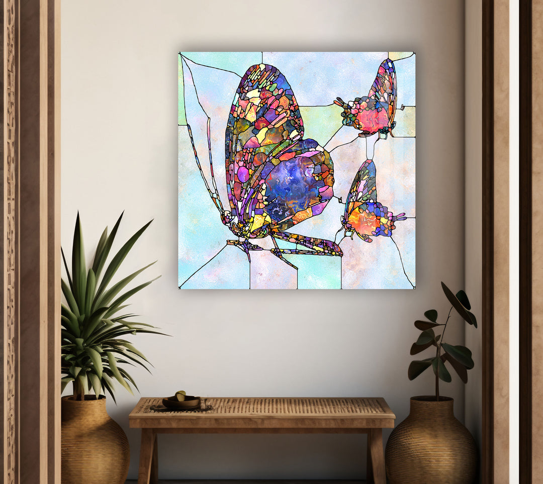 Mosaic Butterfly Glass Wall Art large glass photo prints, glass wall photos