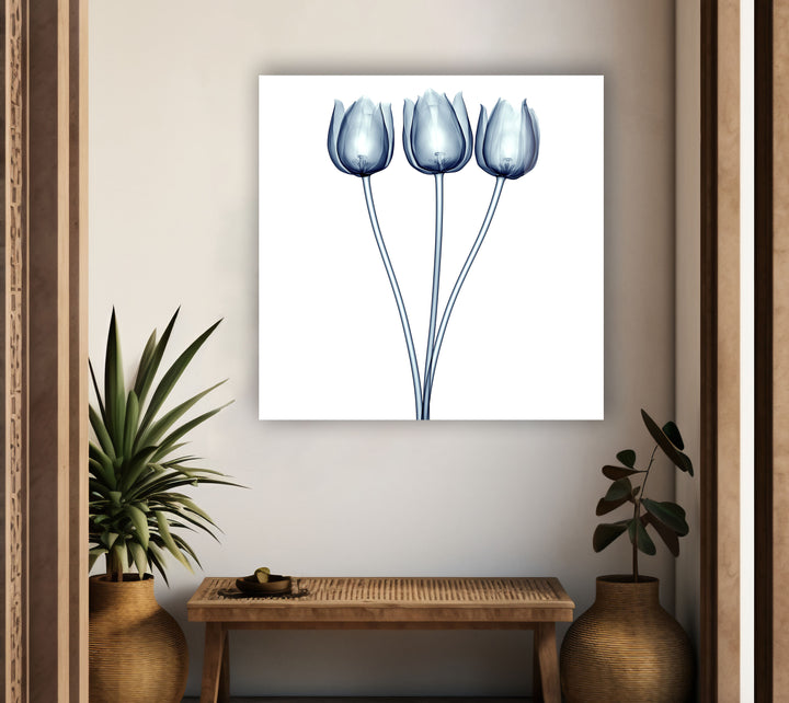 Xray Blue Tulip Glass Wall Art, art glass wall art, glass wall art pictures