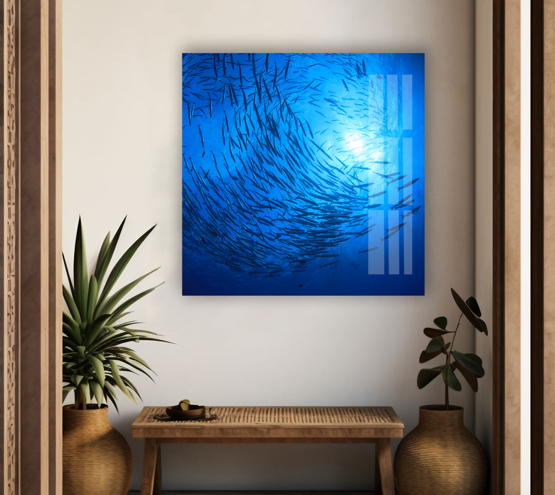 Under Ocean Fishes Glass Wall Art custom glass pictures, glass art prints