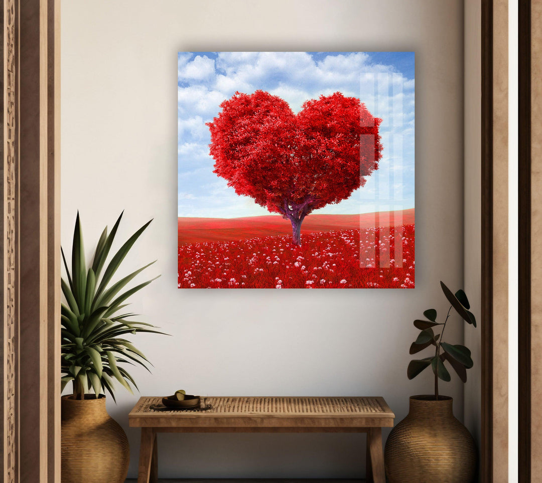 Red Heart Glass Print Wall Art & Cool Artwork