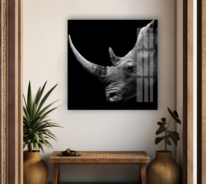 Rhino Head Glass Wall Art             glass wall decor, glass wall art decor