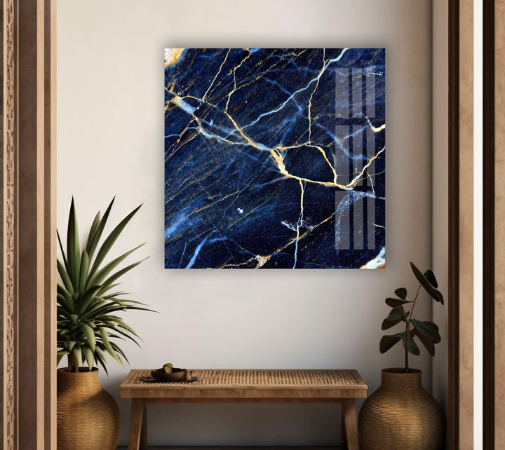 Dark Blue Marble Abstract Glass Wall Art art glass wall art, glass wall art pictures