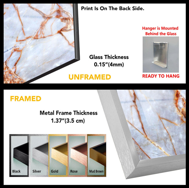 Rose Gold Marble Abstract Glass Wall Art