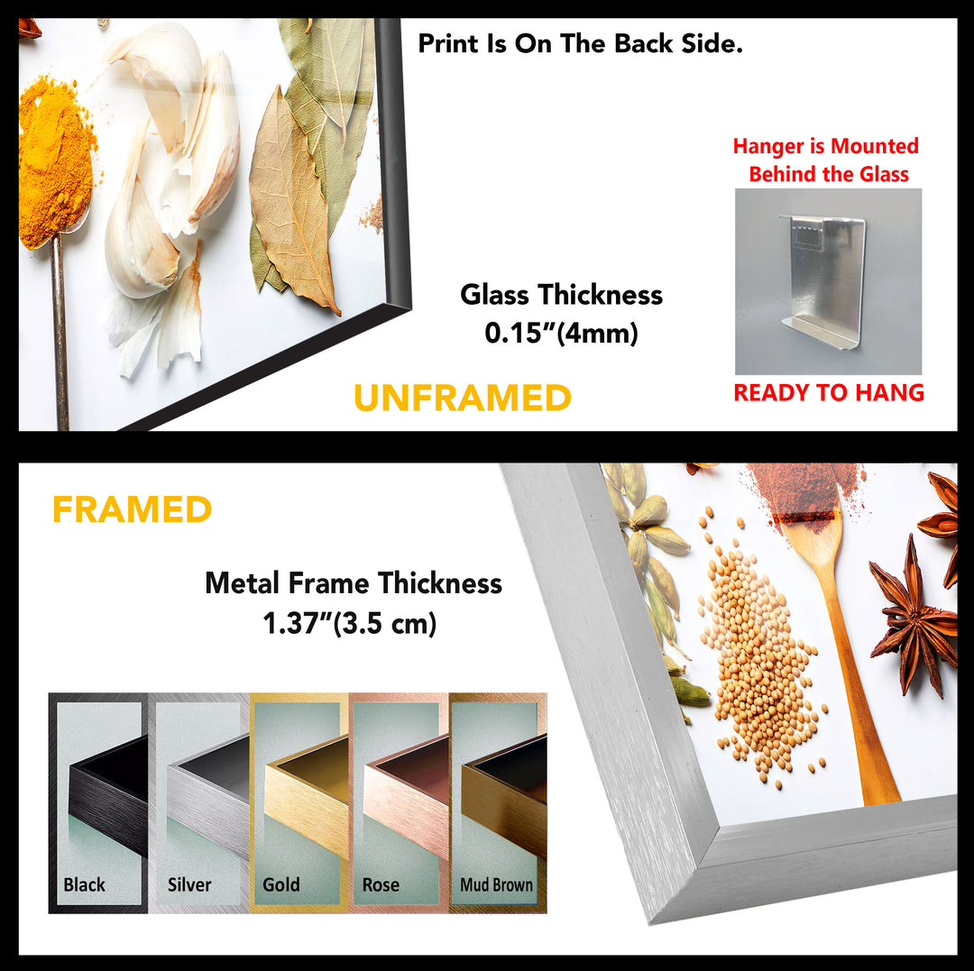 Spices Mİx Glass Wall Art, large glass photo prints, glass wall photos