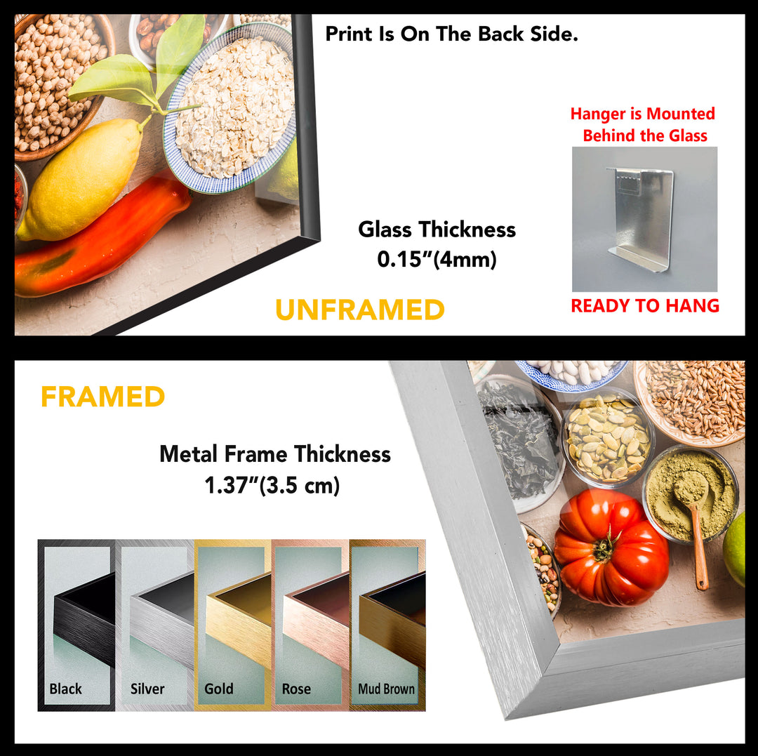 Modern Kitchen Glass Wall Art, glass image printing, glass prints from photos