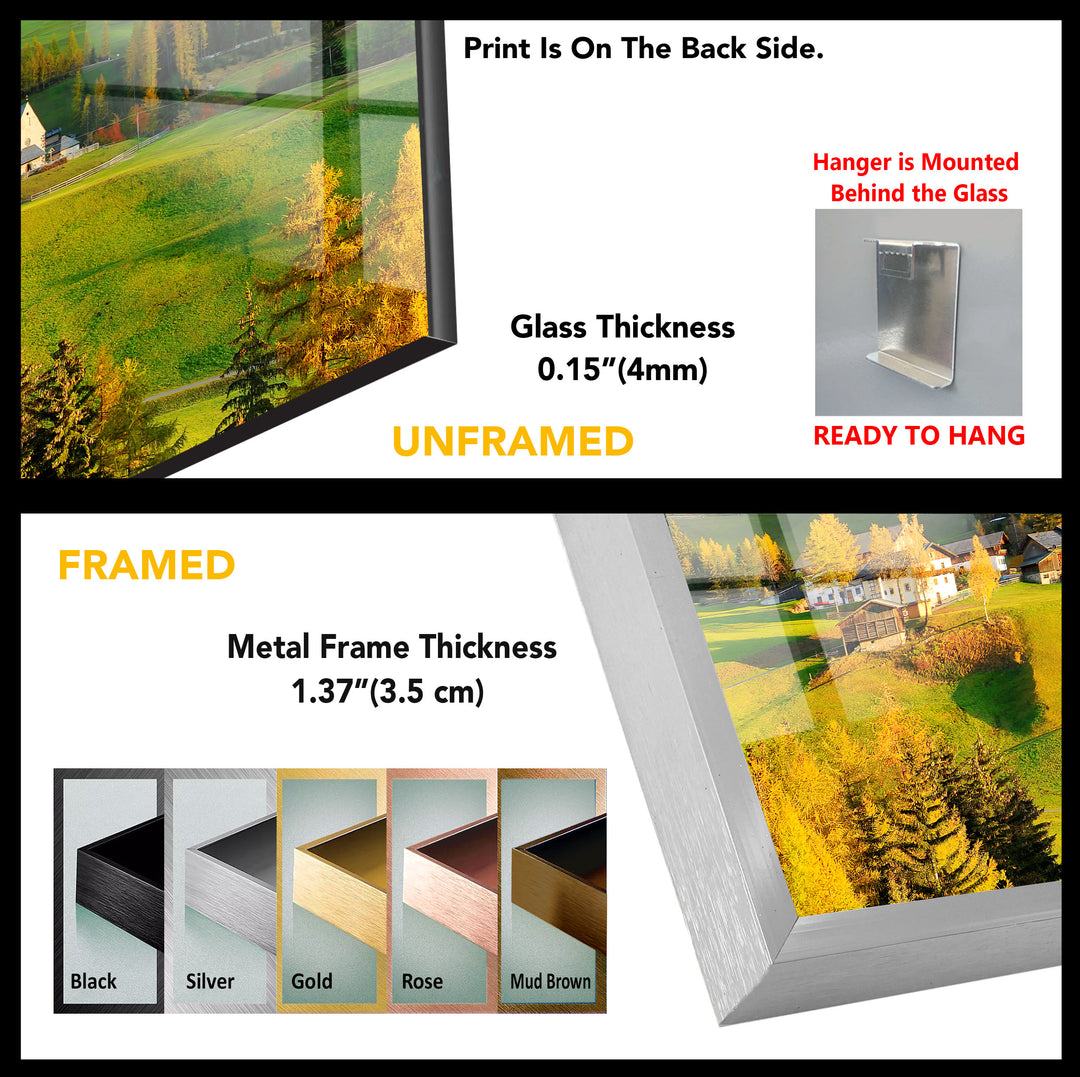 Val Di Funes Landscape Glass Wall Art