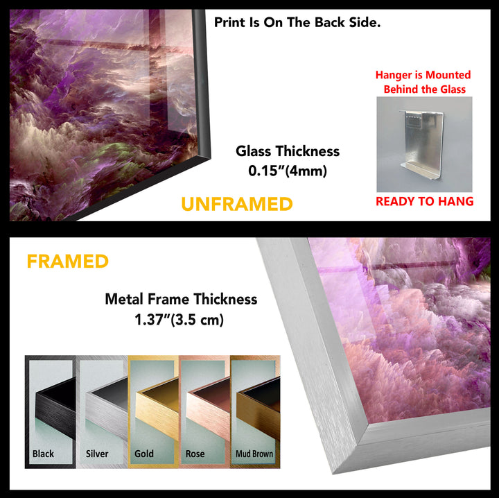 Purple Clouds Abstract Glass Wall Art