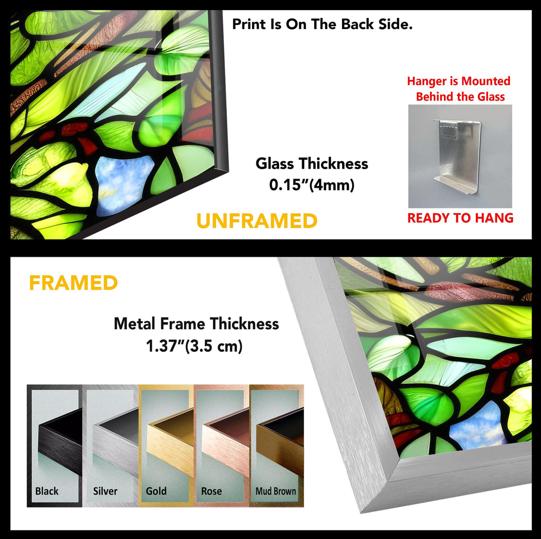 Green Stained Decor Tempered Glass Wall Art - MyPhotoStation