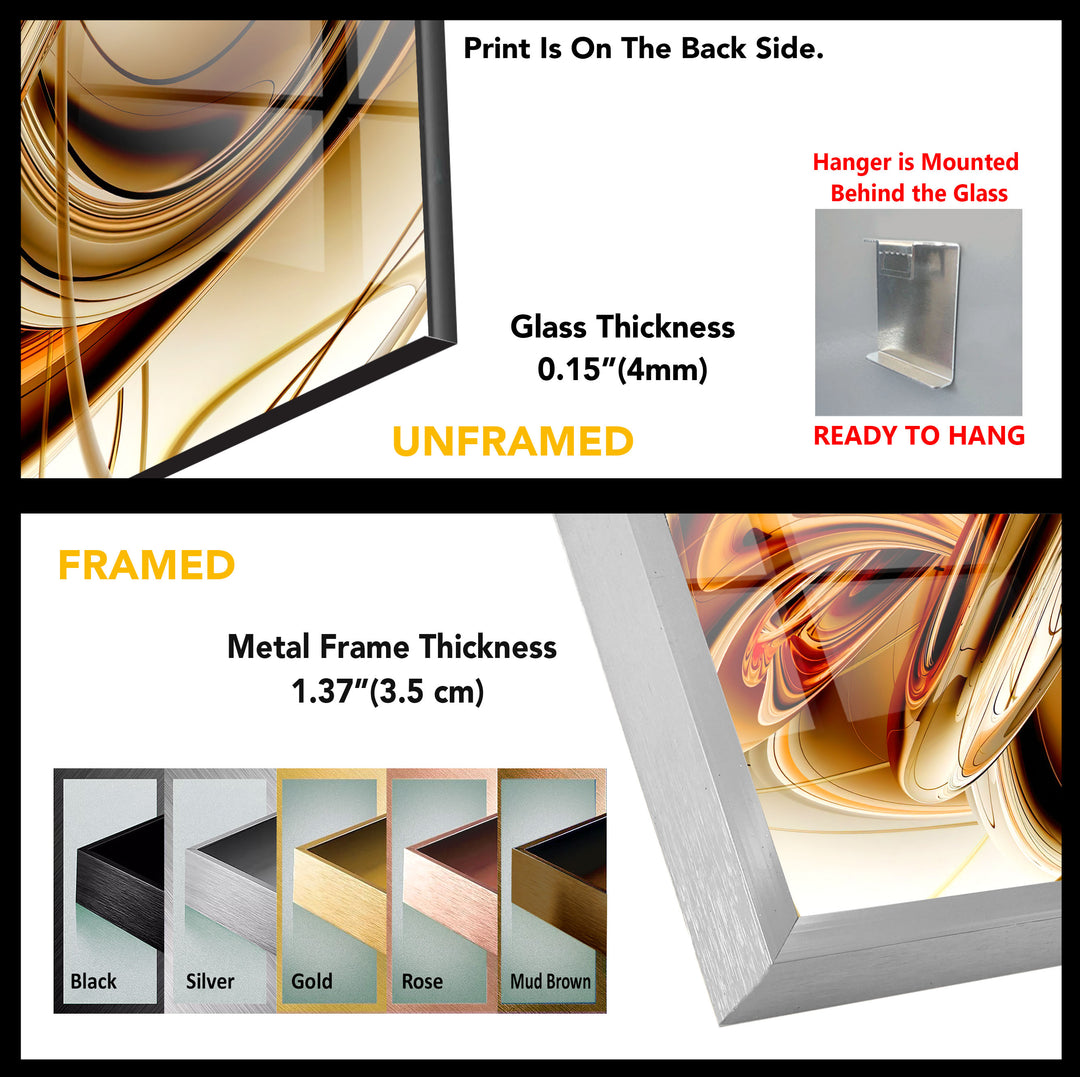 Brown Modern Fractal Art Glass Wall Art