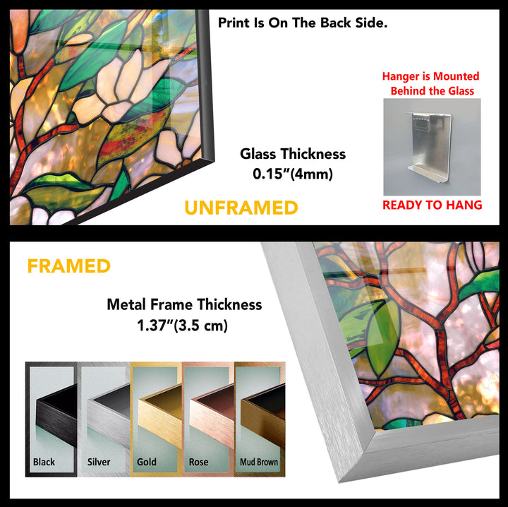 Floral Stained Tempered Glass Wall Art - MyPhotoStation