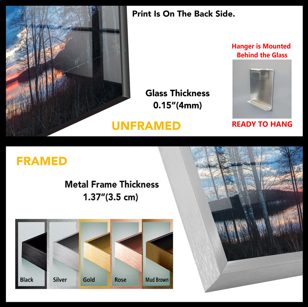 Sunset Dusk Trees Glass Wall Art