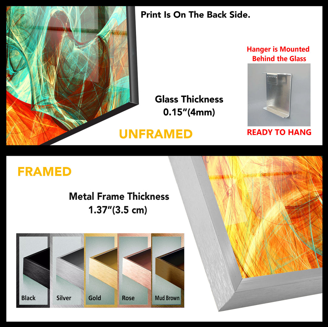 Shiny Orange Abstract Glass Wall Art, glass image printing, glass prints from photos