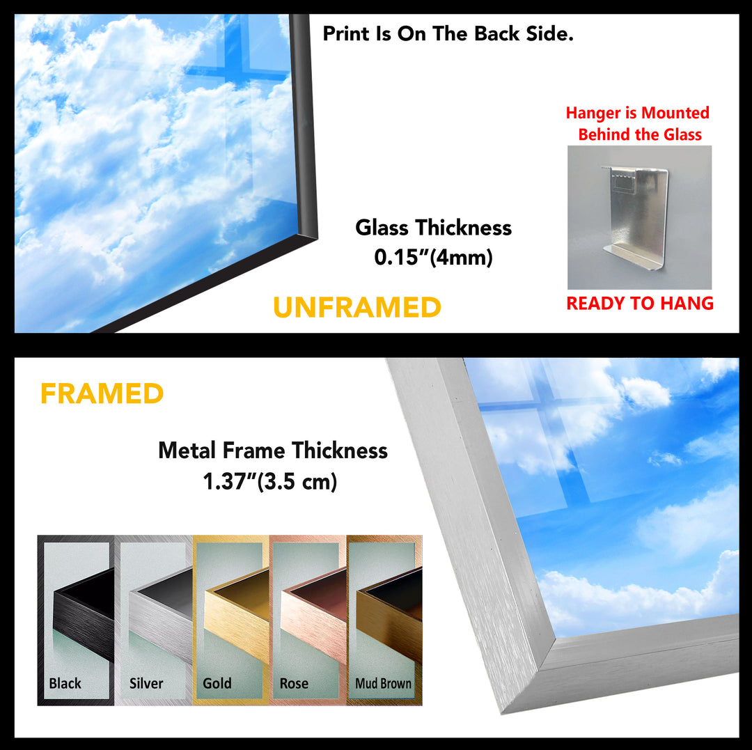 White Clouds and Blue Sky Glass Wall Art