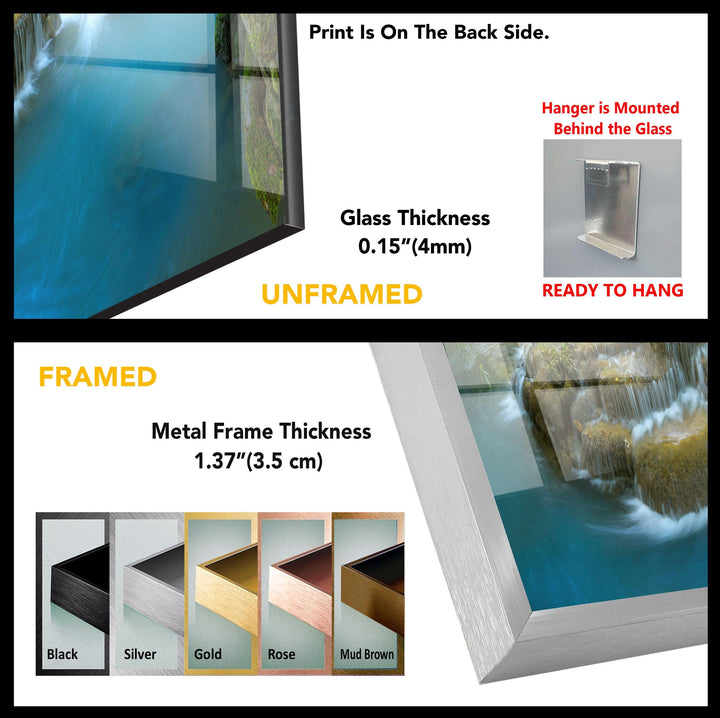 Deep Forest Waterfall Thailand Glass Wall Art