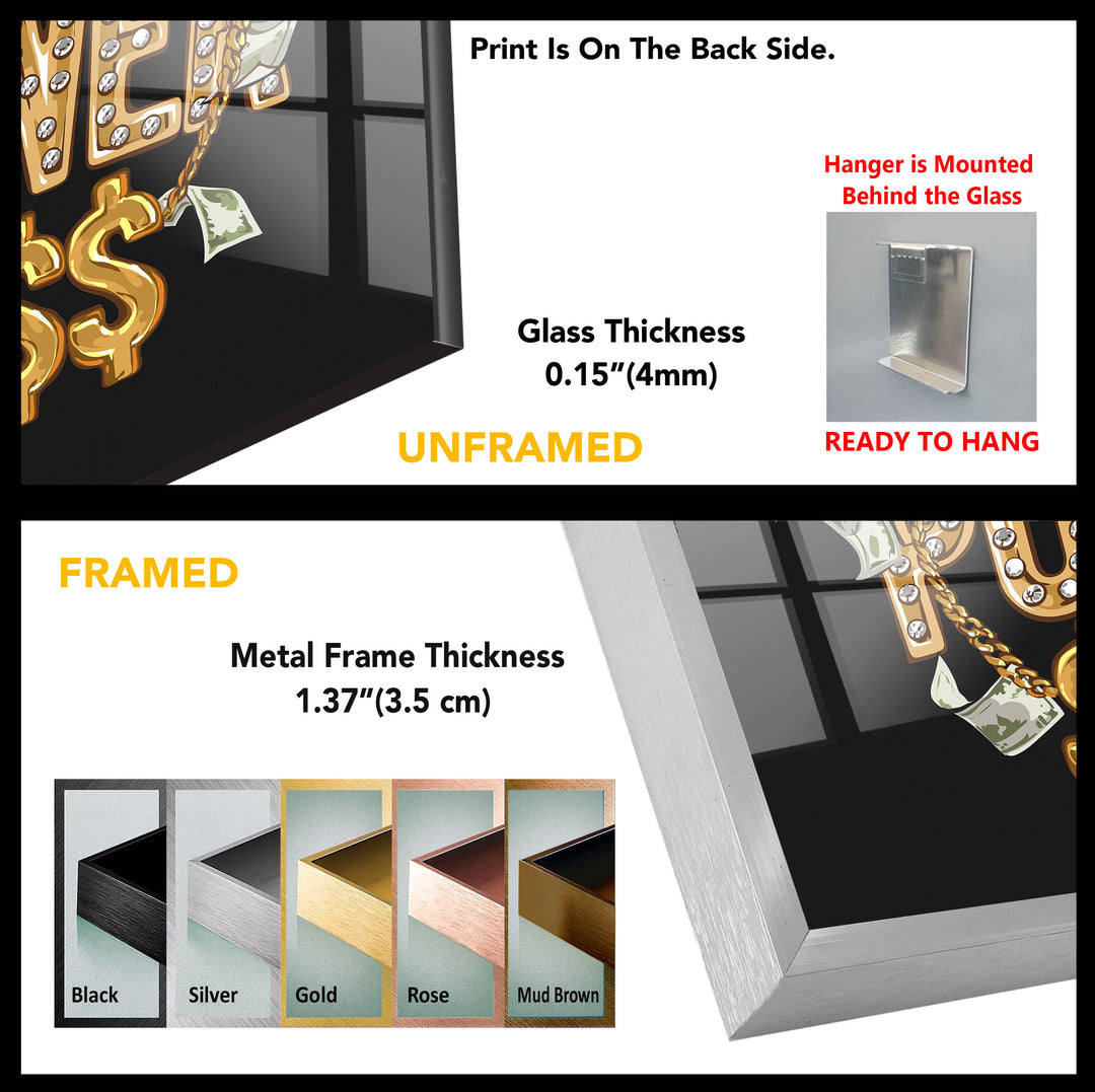 Rich Dollar Tempered Glass Wall Art - MyPhotoStation