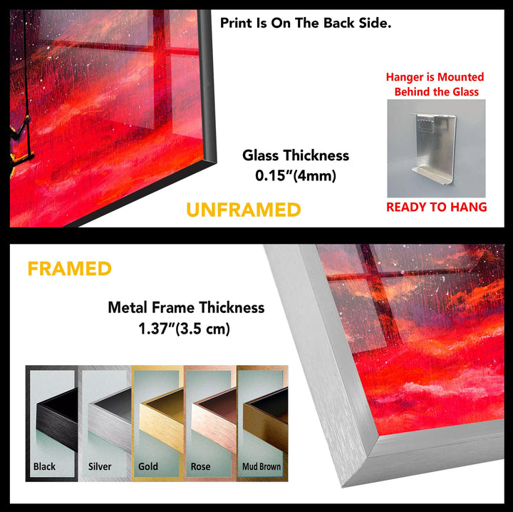 Red Full Moon Tempered Glass Wall Art - MyPhotoStation