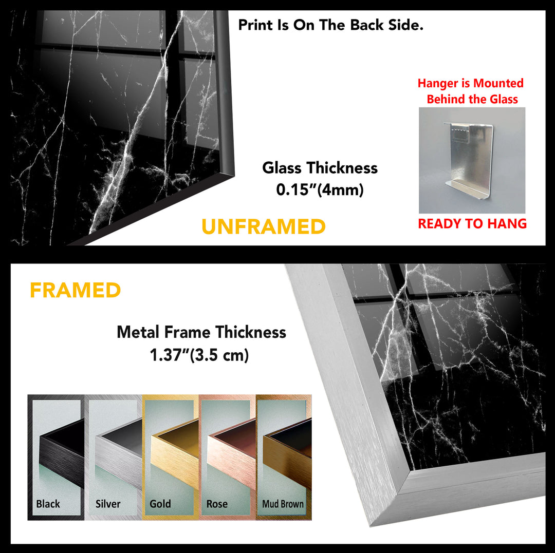 Black Marble with White veins Glass Wall Art