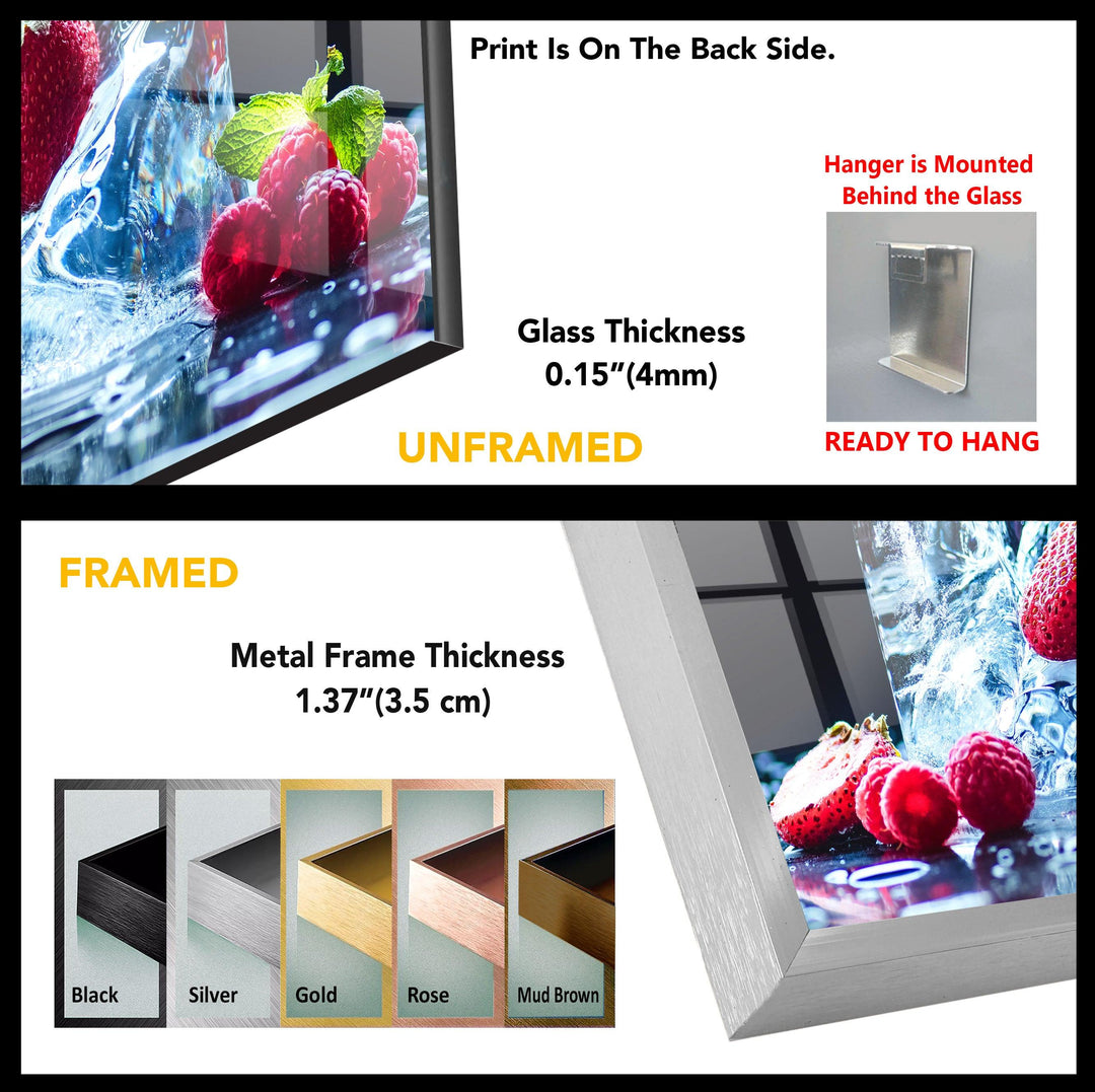 Ice Fruits Glass Wall Art, custom glass pictures, glass art prints