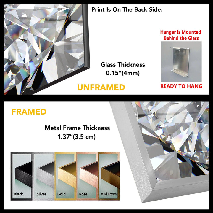 White Diamond Abstract Glass Wall Art