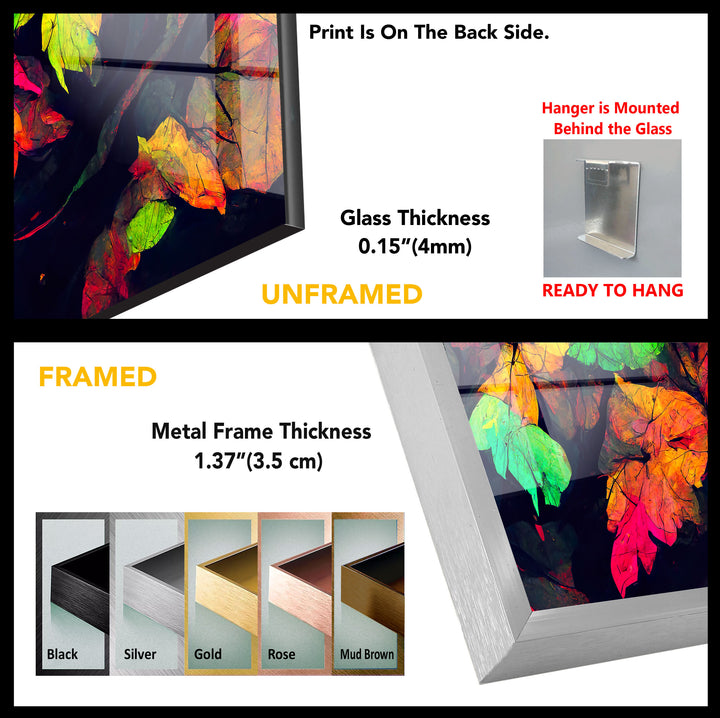 Colored Leaves Painting Glass Wall Art