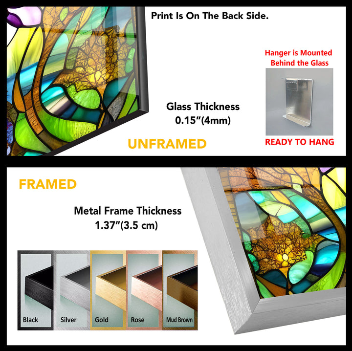 Stained Glass Lotus Flower Glass Wall Art, large glass photo prints, glass wall photos