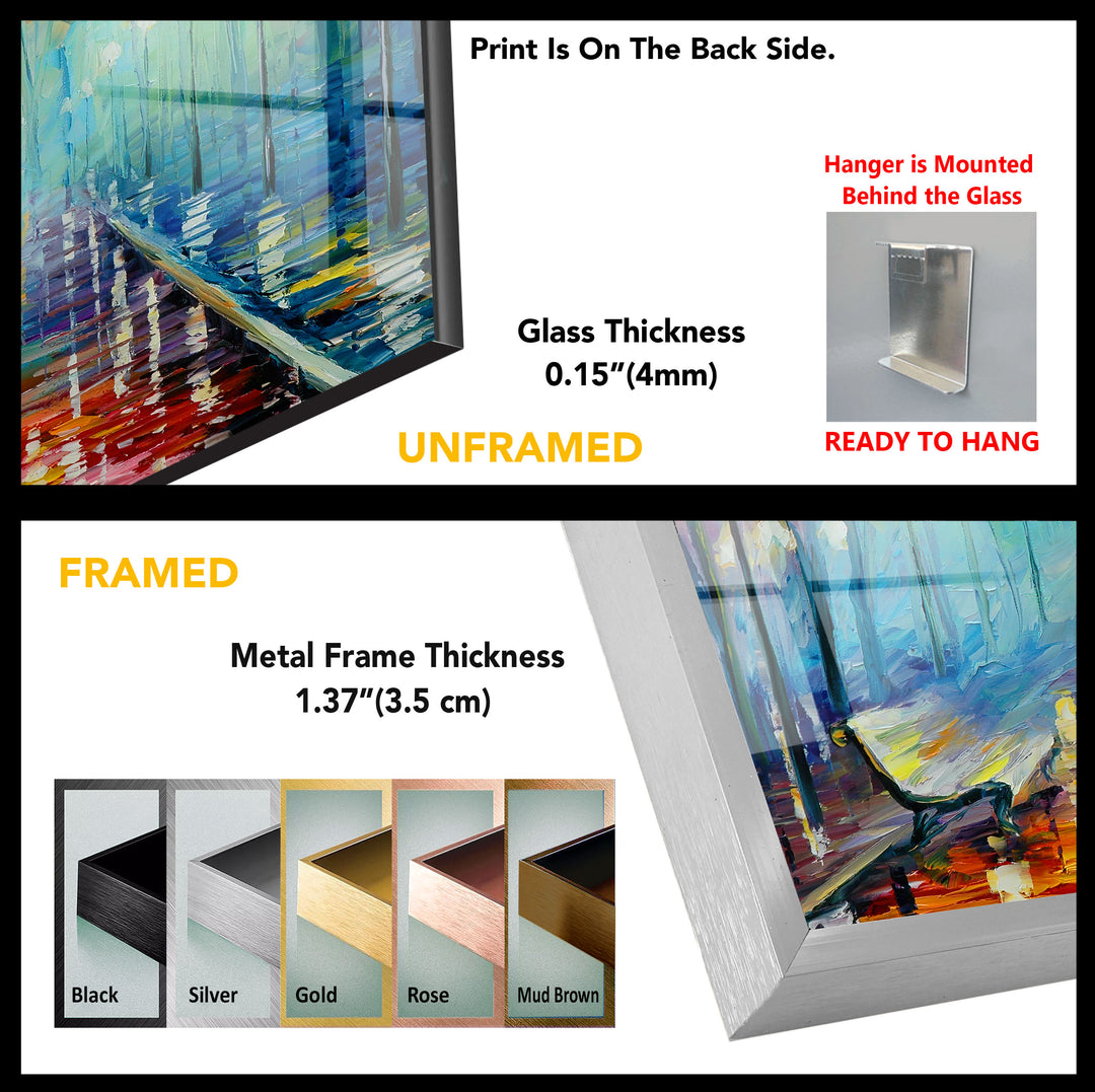 Misty Night Park Glass Wall Art