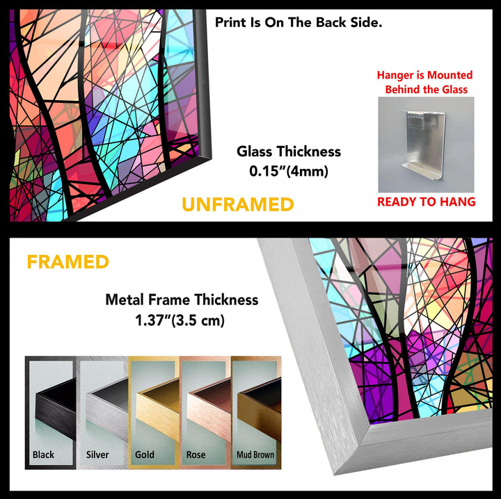 Stained Colorful Abstract Design Glass Wall Art