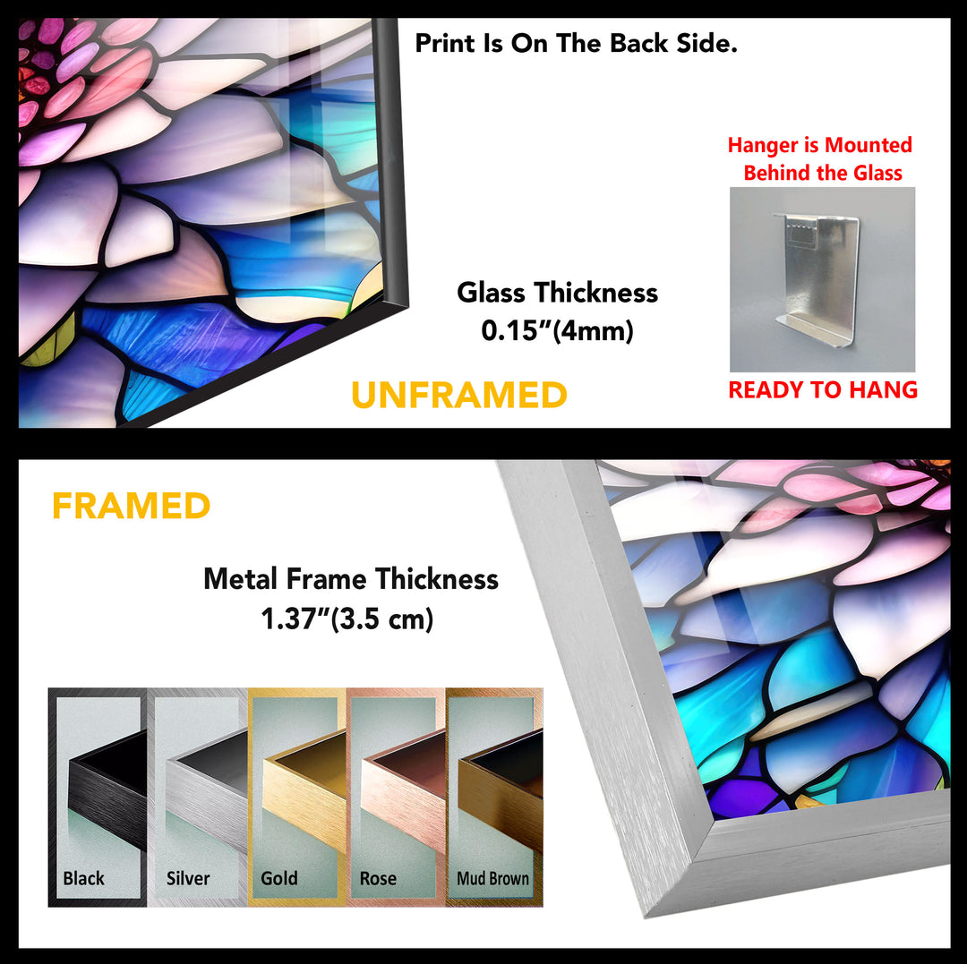 Vivid Floral Lotus Stained Glass Wall Art