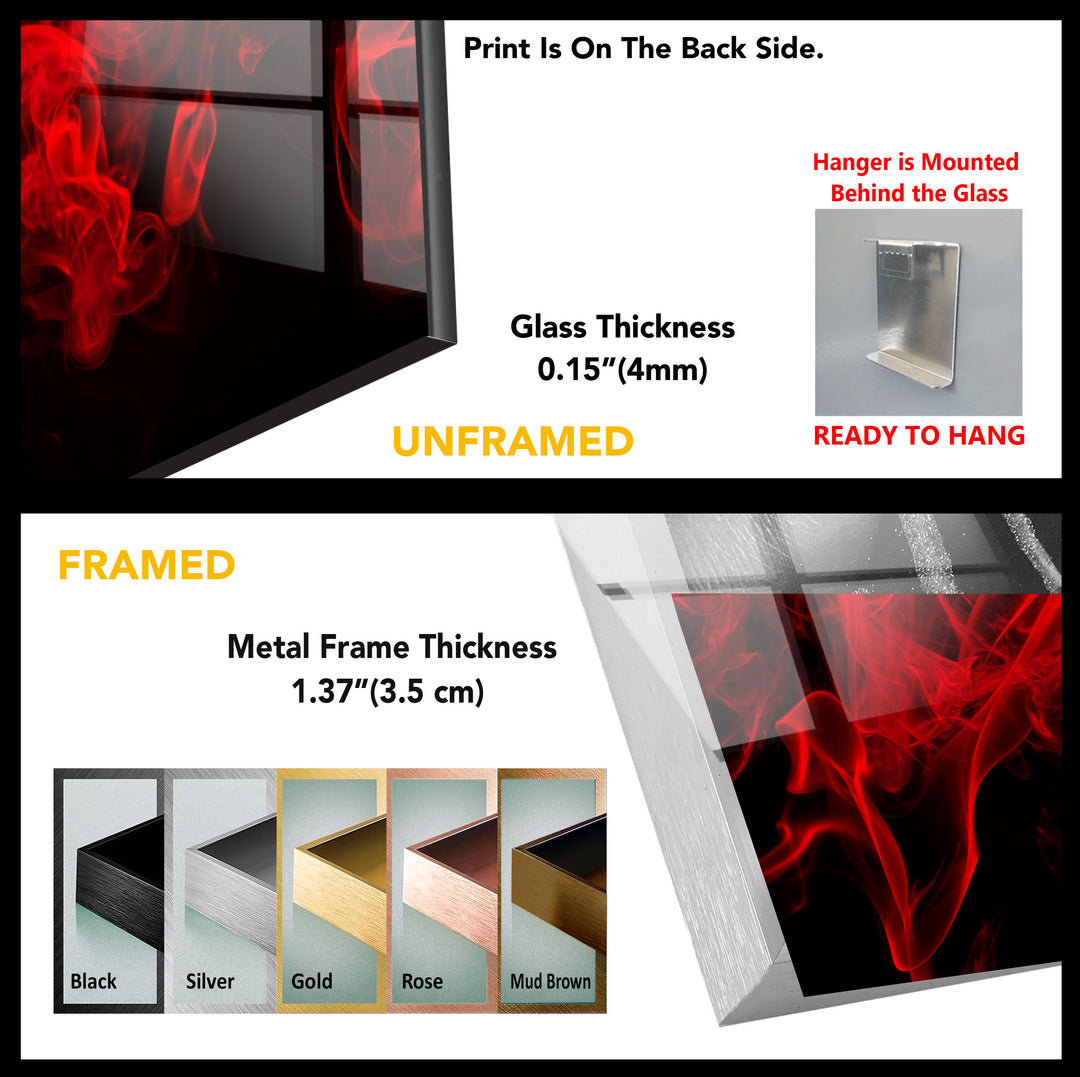 Red Smoke Abstract Tempered Glass Wall Art - MyPhotoStation