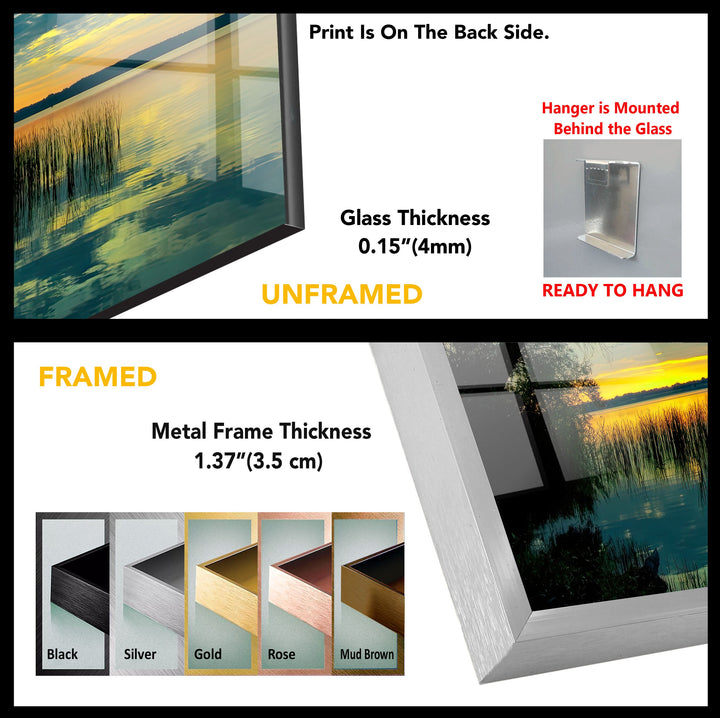 Gentle Sunrise Over The Lake Glass Wall Art