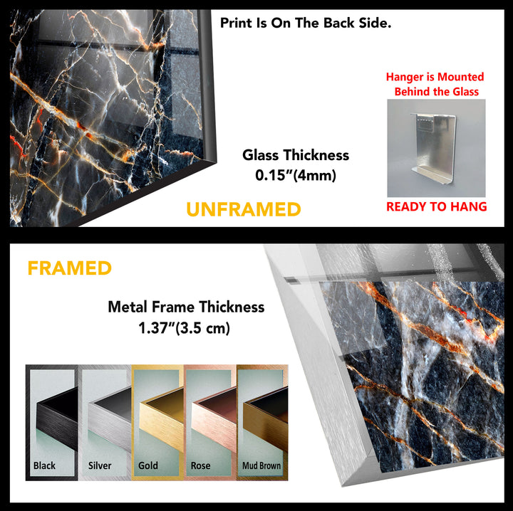 Black Abstract Marble Glass Wall Art