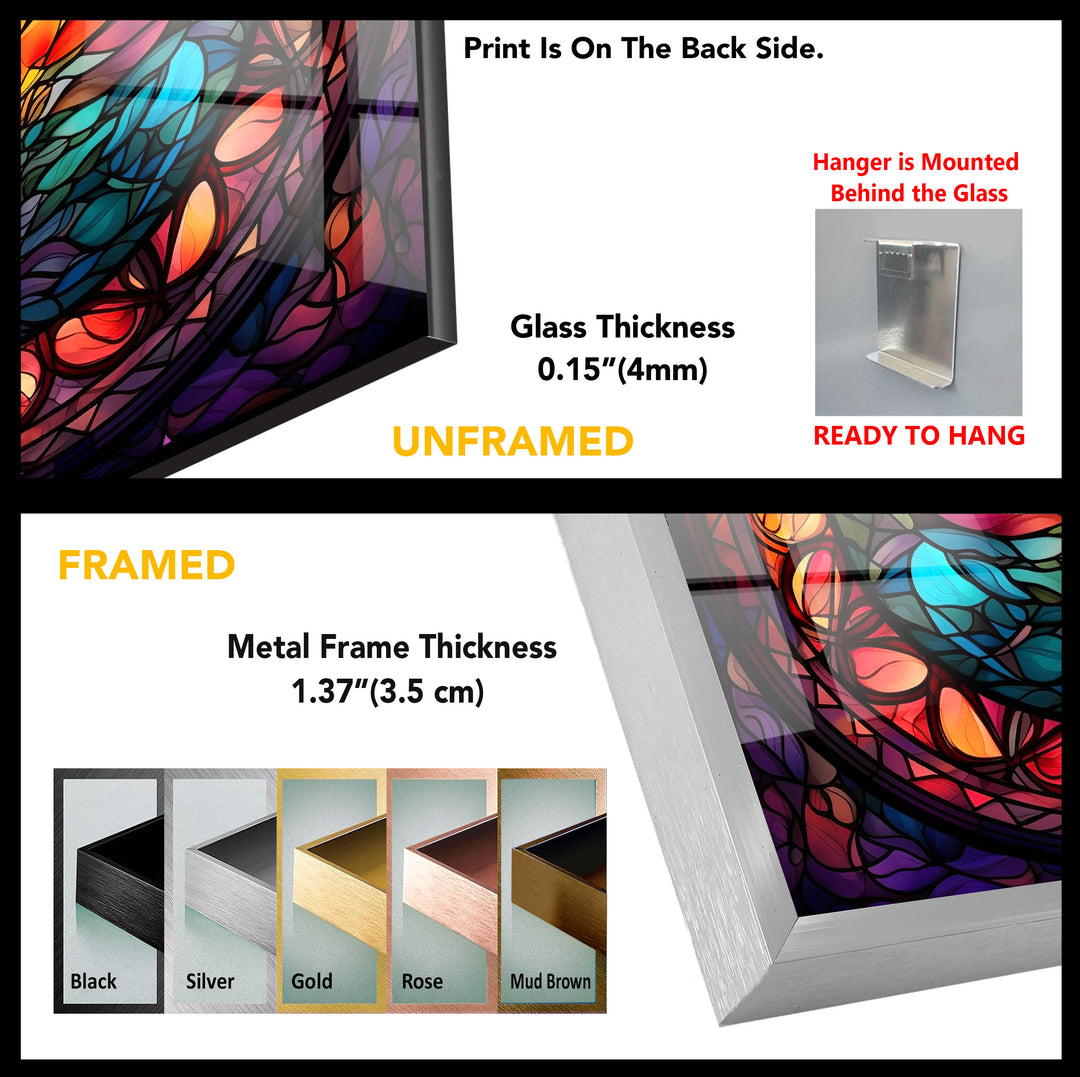 Floral Stained Glass Tempered Glass Wall Art - MyPhotoStation